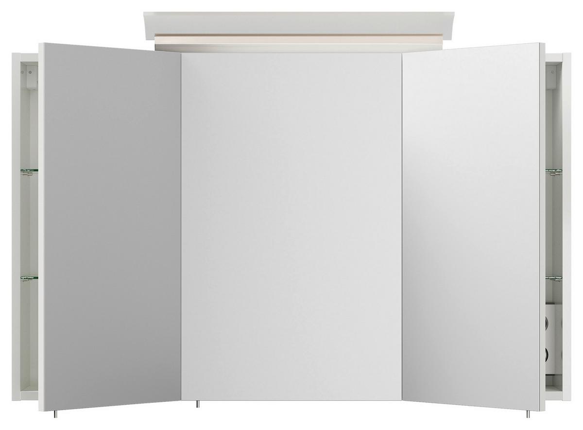 Spiegelschrank Weiß Hochglanz B: 120 cm - Weiß Hochglanz, MODERN, Glas/Holzwerkstoff (120/62,5/17cm) - MID.YOU