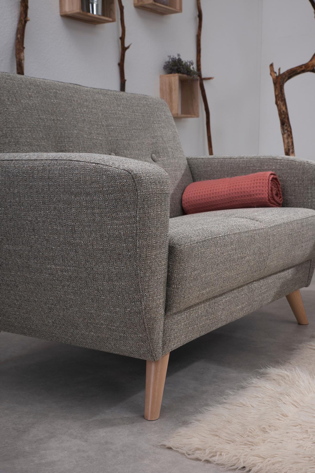 3-sitzer-sofa + Schlaffunktion Jerry Rücken Echt, Grau - Naturfarben/Grau, Design, Textil (230/85/82cm) - Max Winzer
