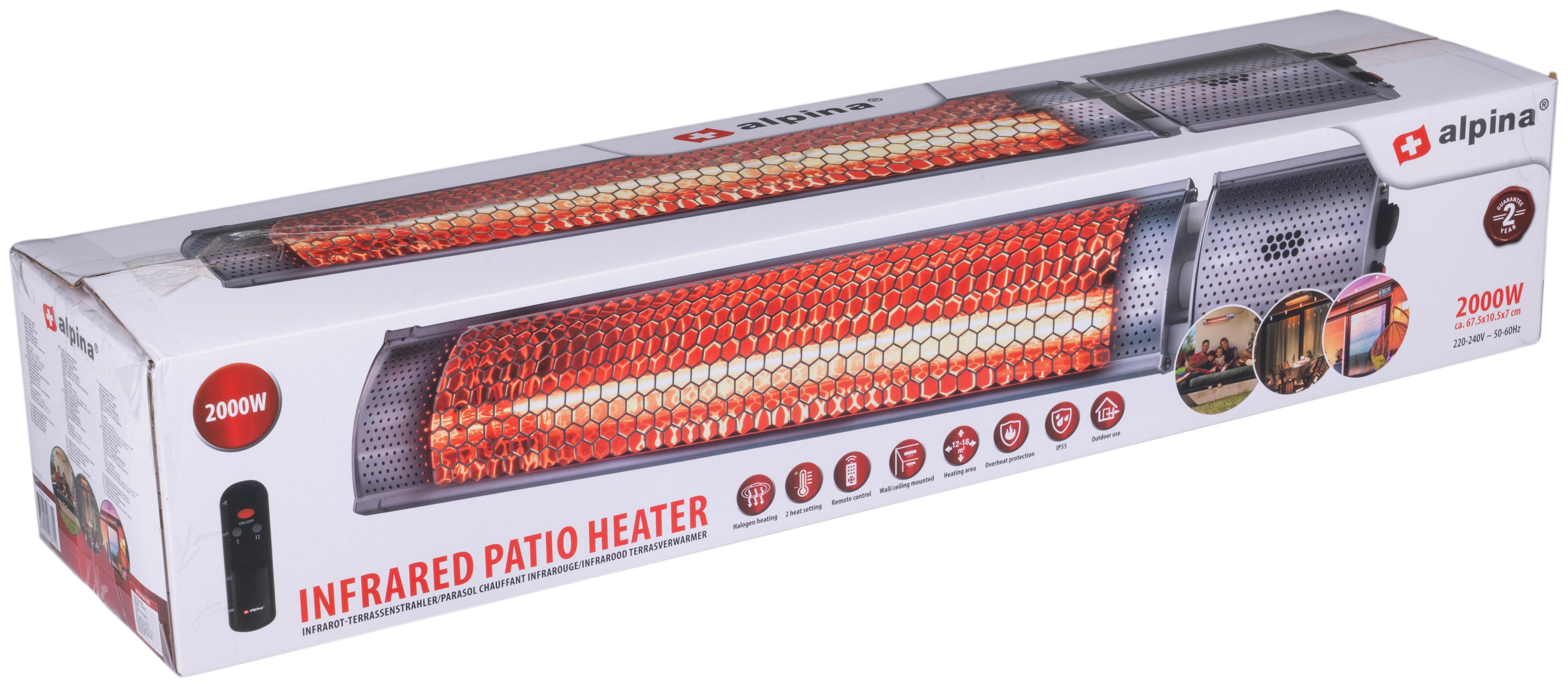Halogenheizstrahler Heater Wall 2000w Gold Halogen - Silberfarben, Basics, Metall (67,5/10,5/7,5cm)