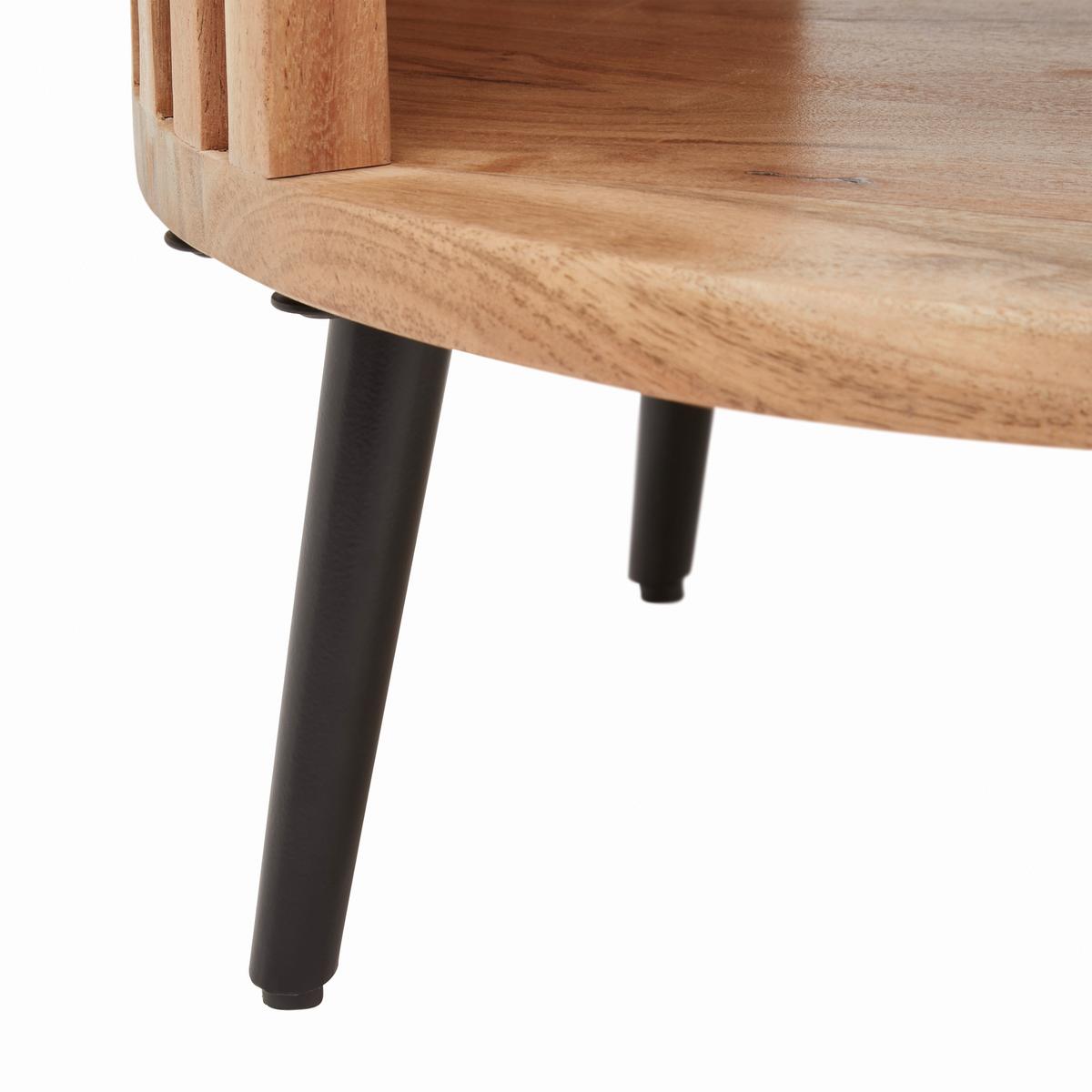 PRÍRUČNÝ STOLÍK MADDI -TREND- - čierna/prírodná farba, Lifestyle, kov/drevo (50/40/50cm) - Mömax