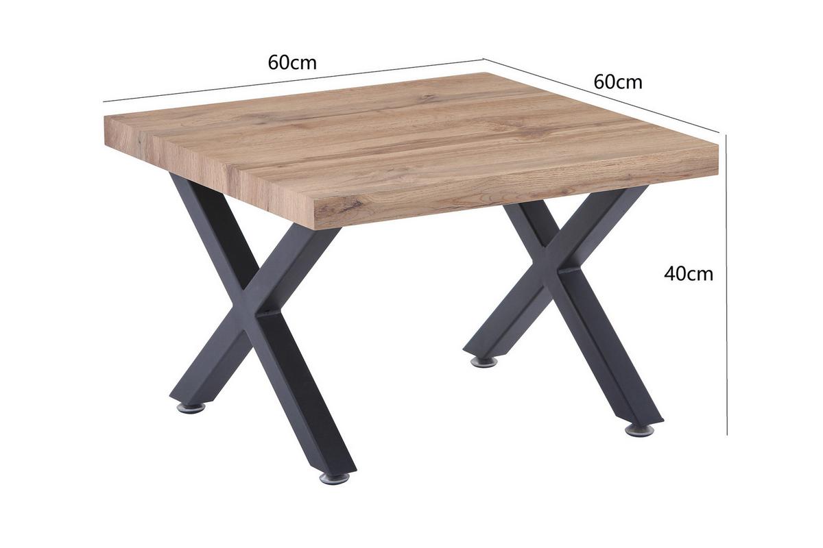 Couchtisch Naturfarben B: 60 cm - Schwarz/Naturfarben, Design, Holzwerkstoff/Metall (60/60/40cm) - Livetastic