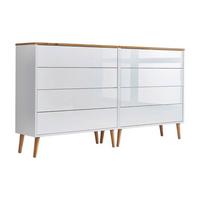 Sideboard Mailand 1 B:158cm Eiche/weiß - Weiß Hochglanz/Eiche Artisan, MODERN, Holzwerkstoff (158/86/33cm) - MID.YOU