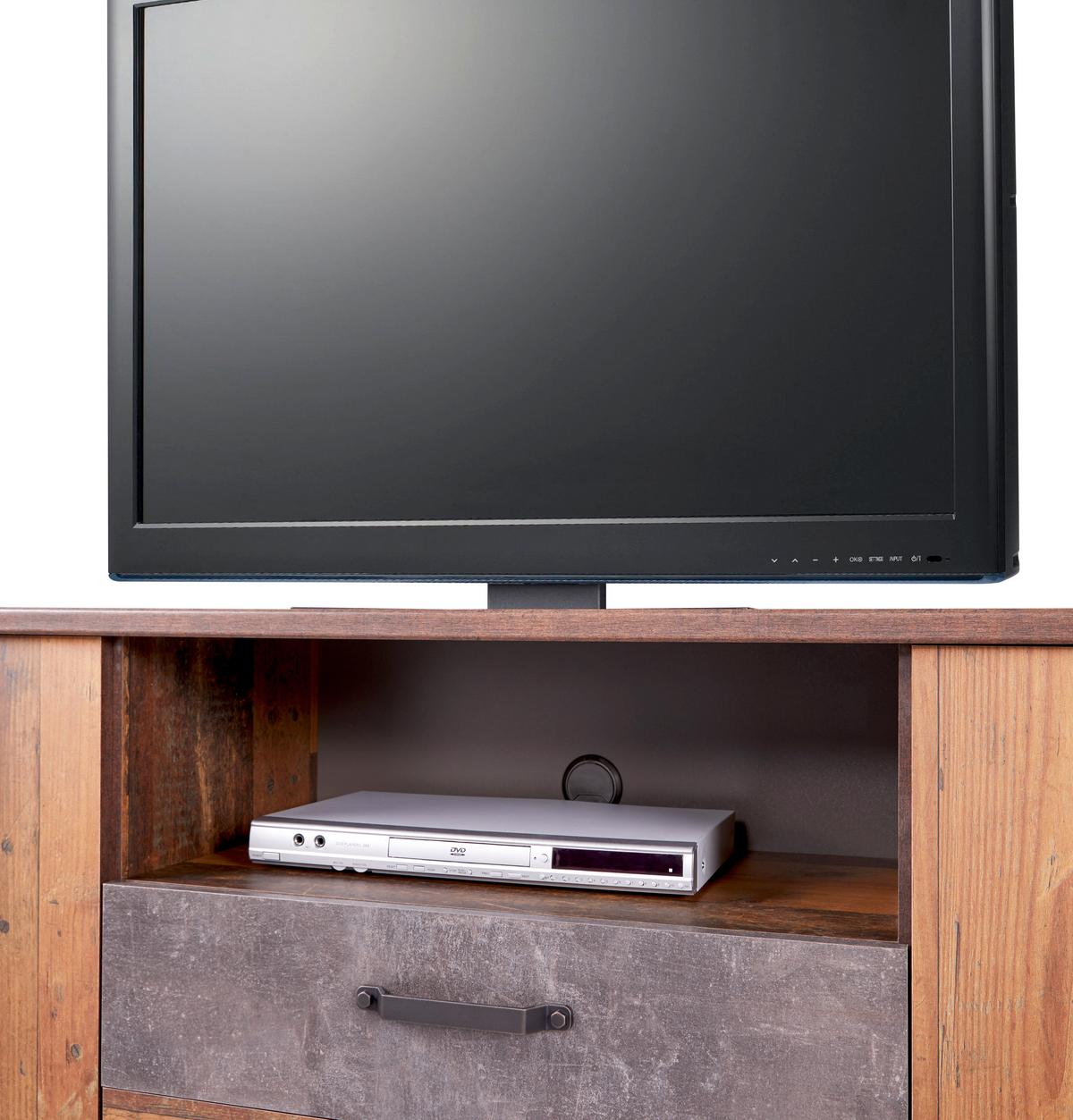 Wohnkombination 4 Tlg. Ontario, Old Style/betonoptik - Eichefarben/Dunkelgrau, Trend, Glas/Holzwerkstoff (352,4/200/41,5cm) - Ondega