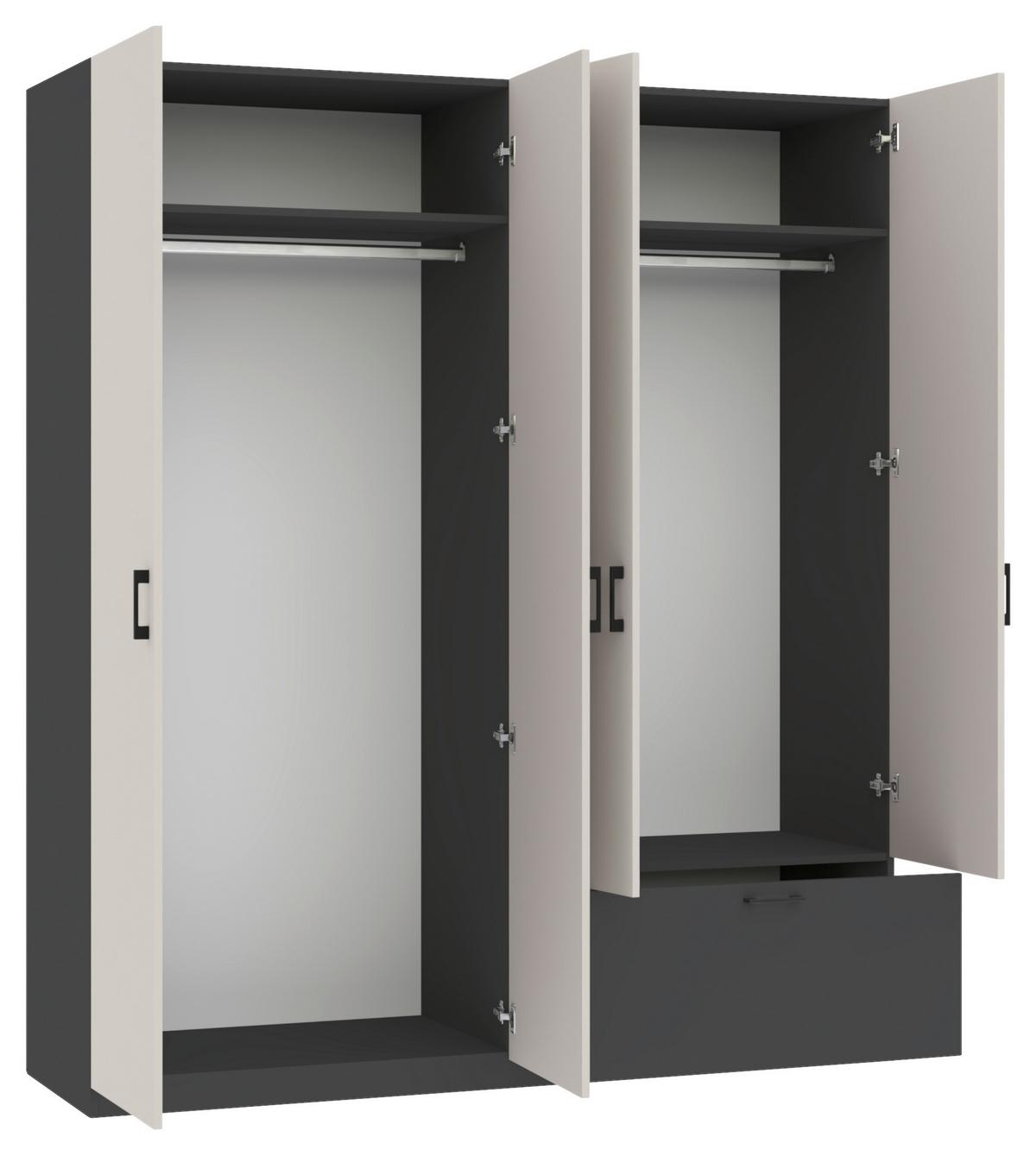 Drehtürenschrank Mit Schublade 180cm Mila Kaschmir/anthrazit - Kaschmir/Anthrazit, KONVENTIONELL, Holzwerkstoff (180/210/54cm)