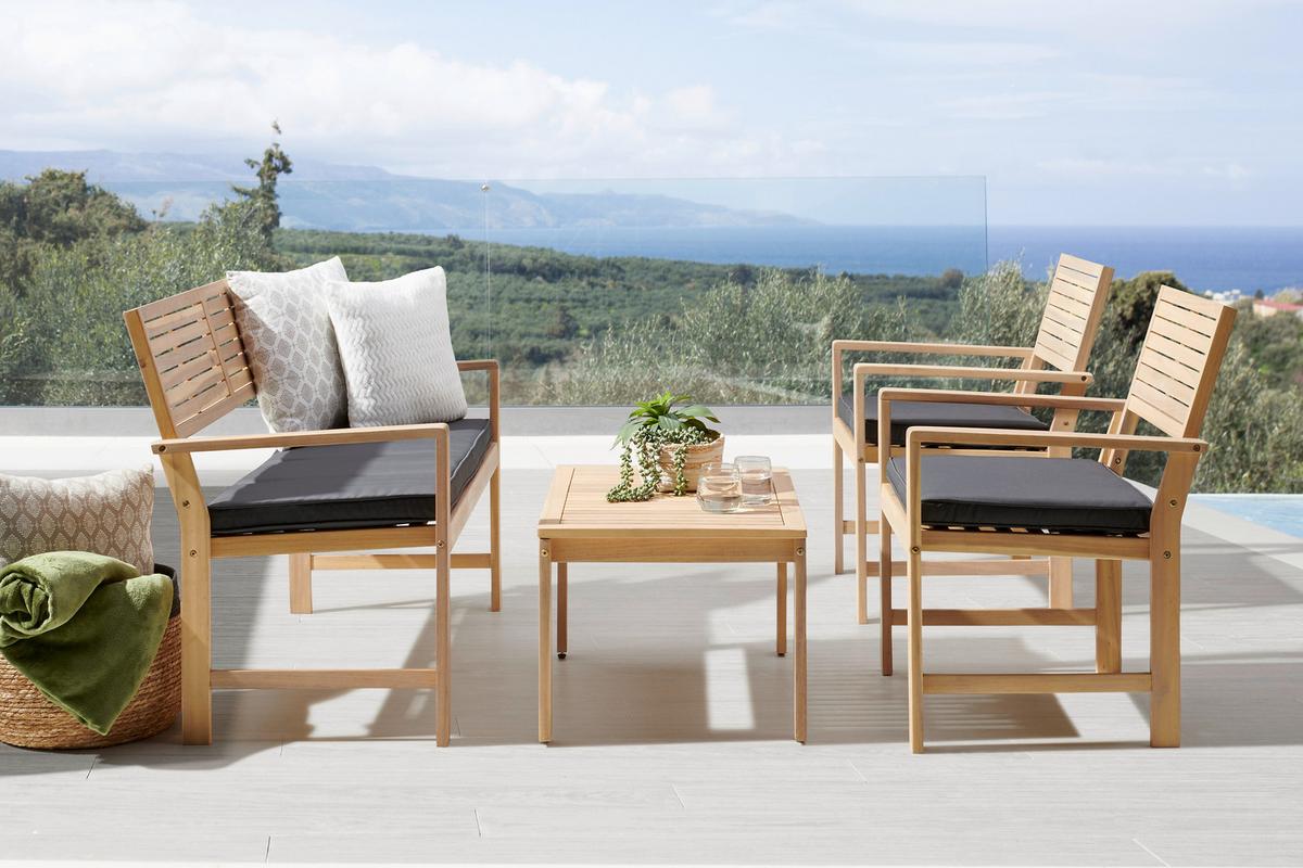 Lounge Garnitúra Bergen - akáciaszínű/sötétszürke, Modern, textil/fa (73cm) - Beldano