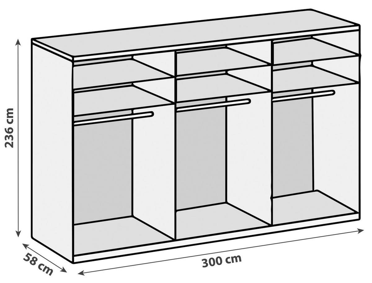 Drehtürenschrank 300 Cm Level Weiß/eichefarben Dekor - Eichefarben/Weiß, MODERN, Holzwerkstoff (300/236/58cm) - MID.YOU