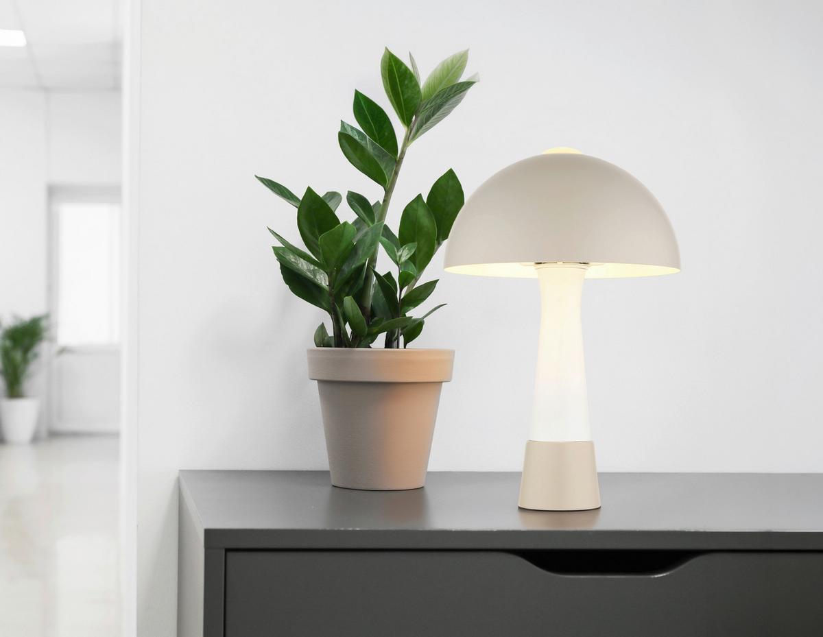 Tischleuchte Exkl. 1xe27, 40w - Sandfarben/Schwarz, Design, Kunststoff/Metall (25/36,5cm) - Globo