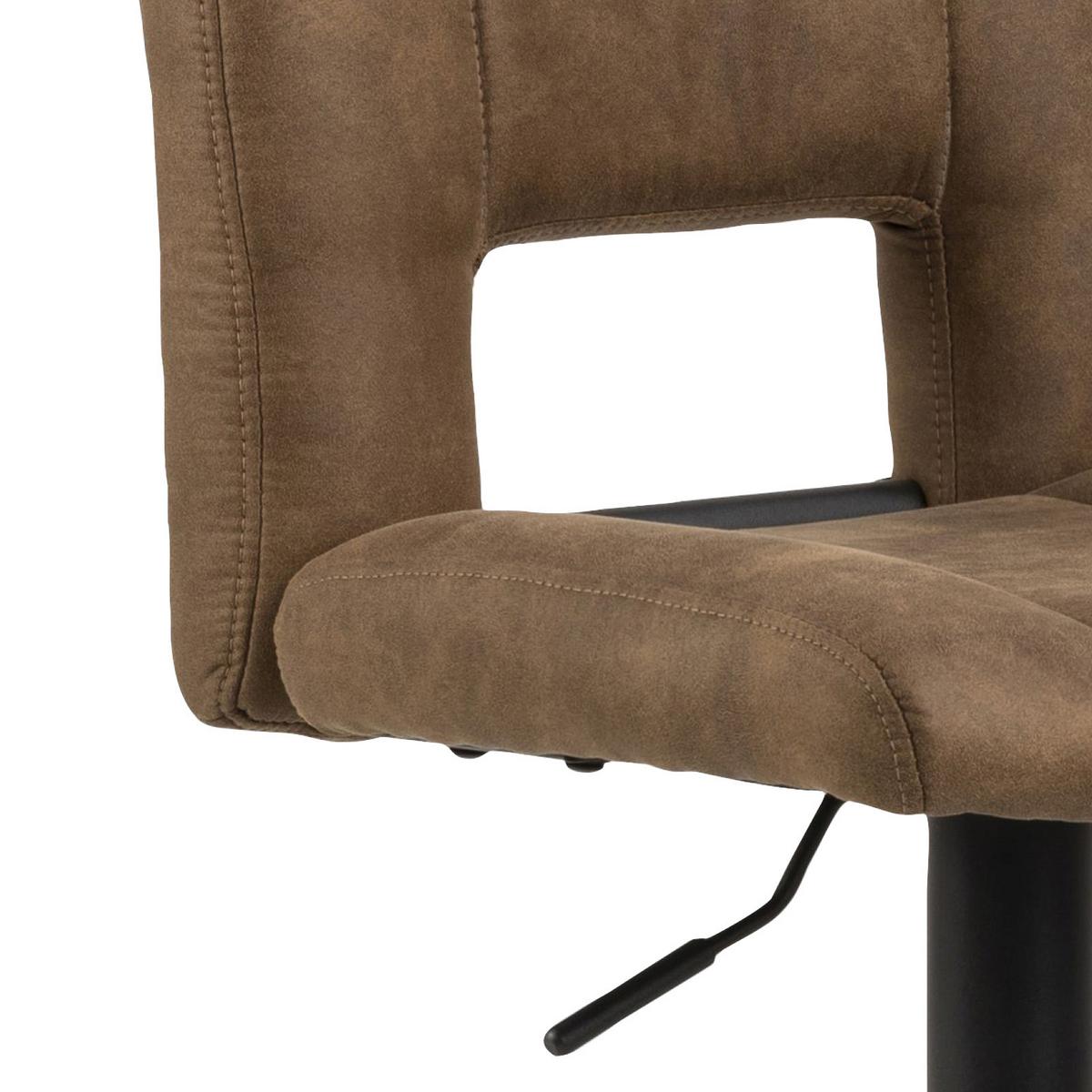 Barhocker höhenverstellbar mit Lehne Sylvia Hellbraun - Hellbraun/Schwarz, Design, Textil/Metall (41,5/94-115/52cm) - Carryhome