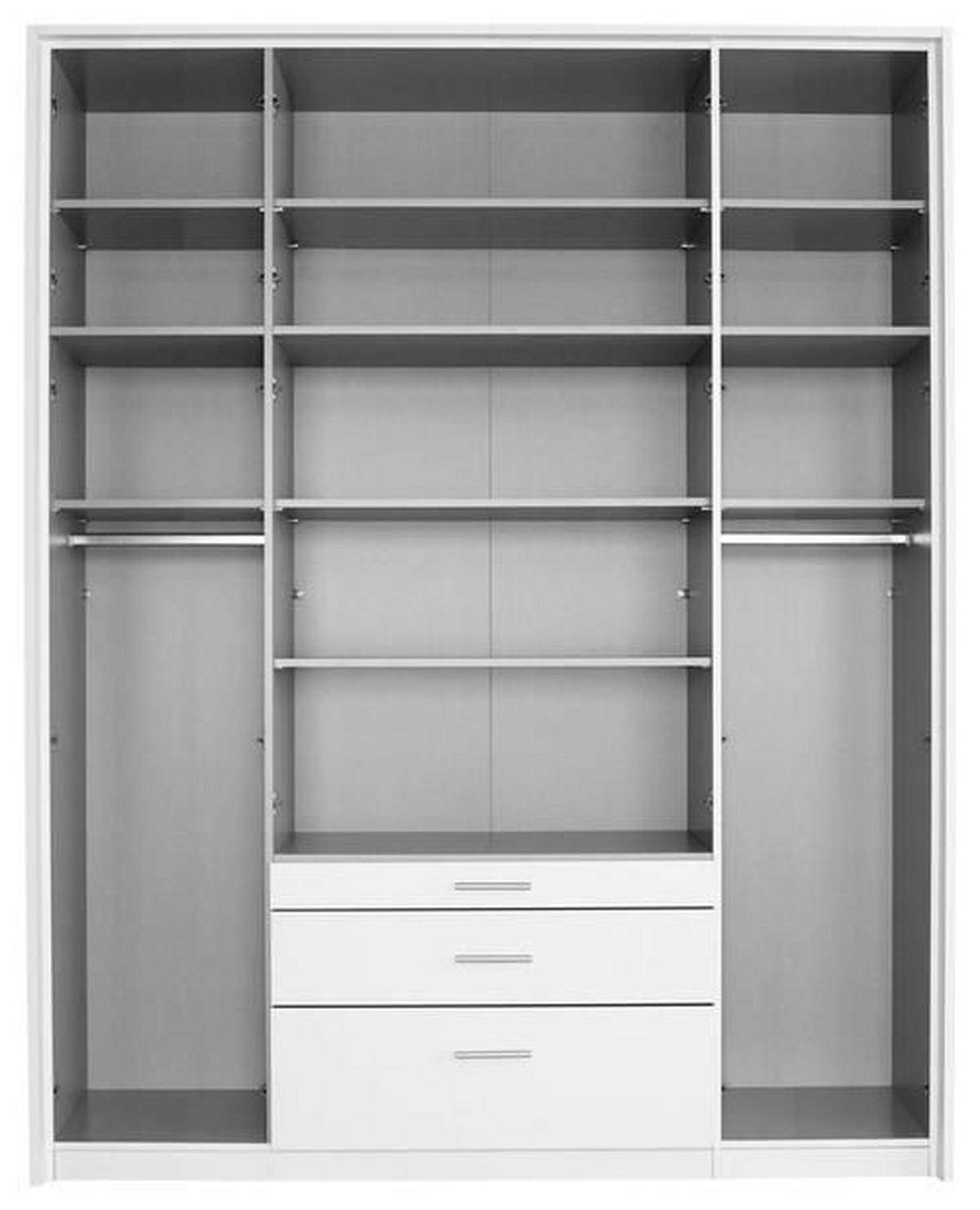 Drehtürenschrank mit Laden 185cm Hildesheim, Weiß/Eiche - Weiß/Sonoma Eiche, Design, Holzwerkstoff (185/231/56cm) - Rauch Möbel