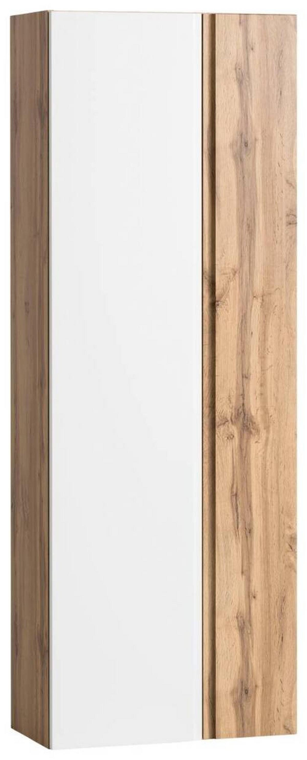 Badezimmer Hochschrank Varese BxH 65x180 cm Weiß/Eiche Dekor - Eiche Wotan/Weiß, MODERN, Holzwerkstoff (65/180/35cm) - Held