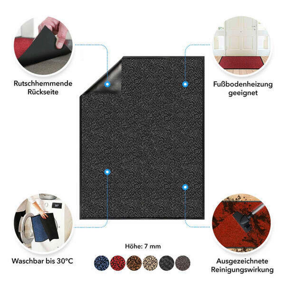 Schmutzfangamatte Anthrazit Sky 120x180cm - Anthrazit, KONVENTIONELL, Textil (120/180cm)