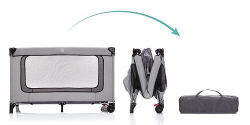Reisebett Travel Cot Hellgrau Mit Rädern + Transporttasche - Hellgrau, Basics, Kunststoff/Metall (60/120cm) - Fillikid