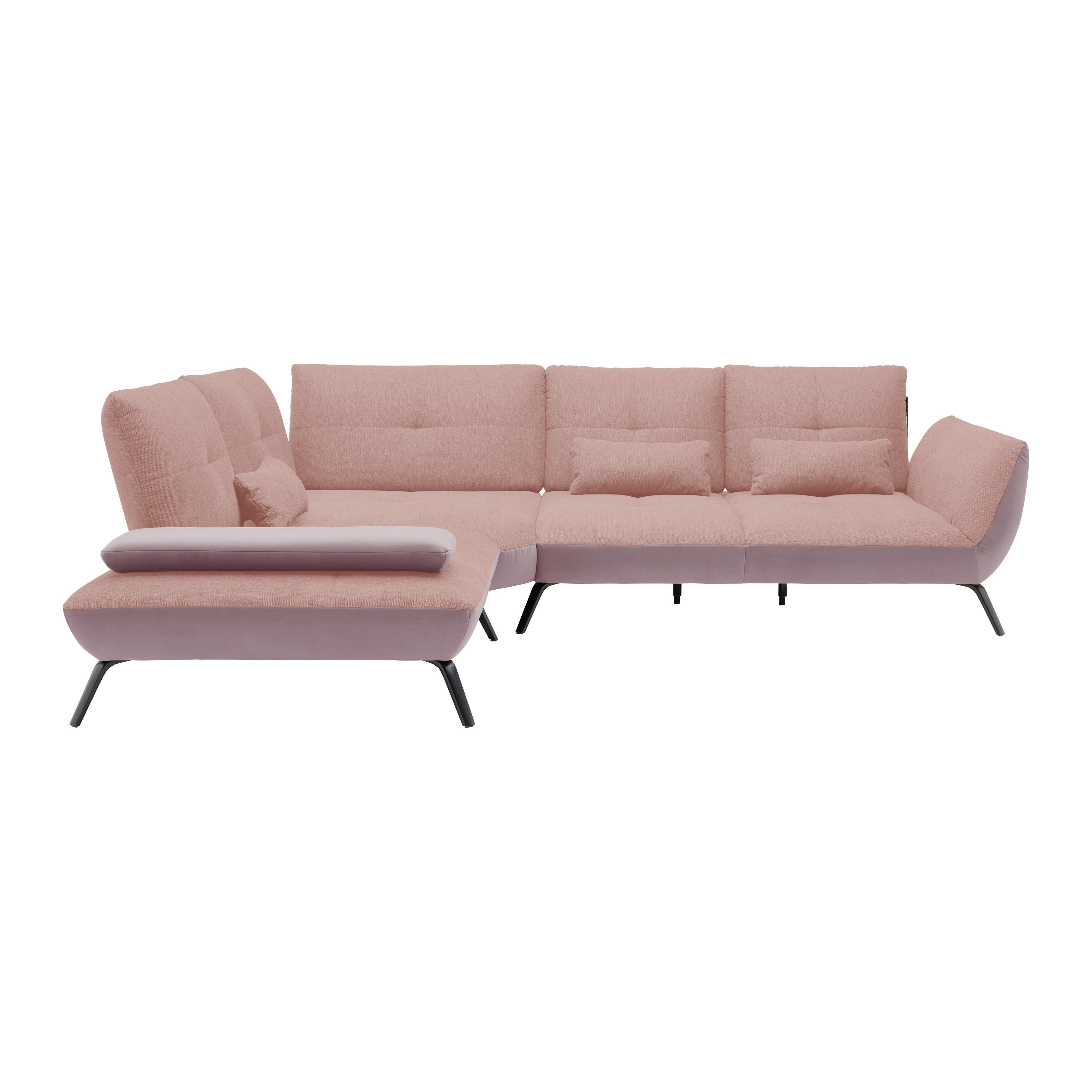 Rohová sedačka TRENDY, levá, šeříková / růžová - růžová/černá, Moderní, kov/kompozitní dřevo (250/93/310cm) - Premium Living