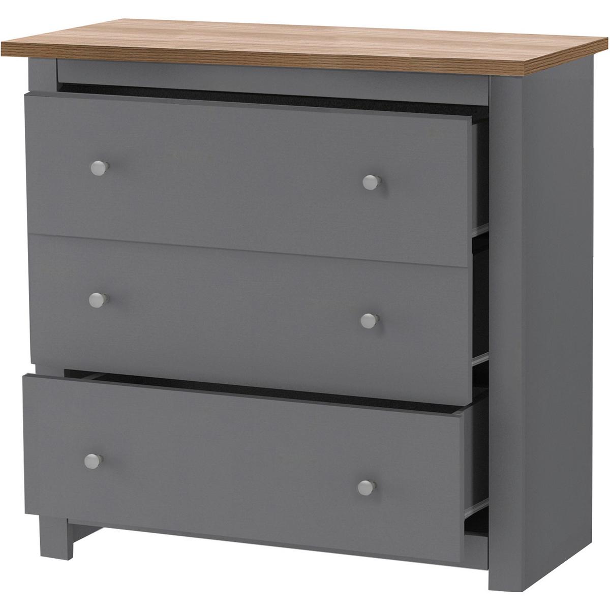 Kommode Emerald Grau Naturfarben - Naturfarben/Grau, Design, Holzwerkstoff/Metall (79/81/35cm) - MID.YOU