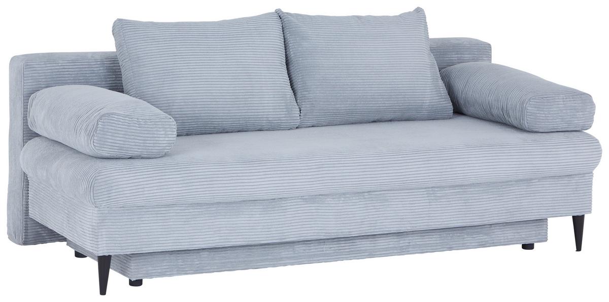 Pohovka MILANO, šedá, s lůžkem a úložným prostorem - šedá/černá, Moderní, dřevo/textil (200/95/95cm)