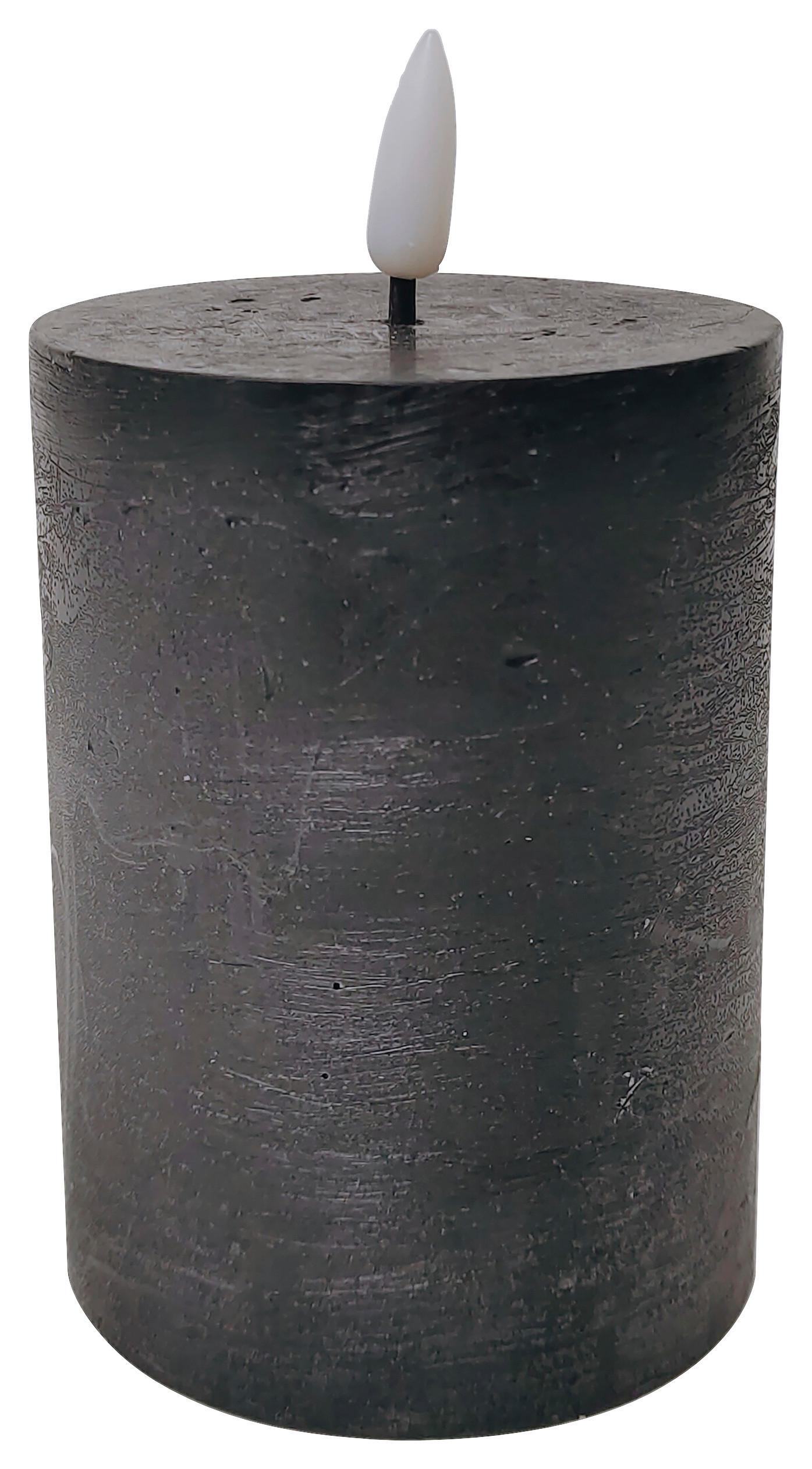 Svíčka s LED Mandy, V: 10cm - černá, plast/přírodní materiály (7,5/10cm) - Premium Living