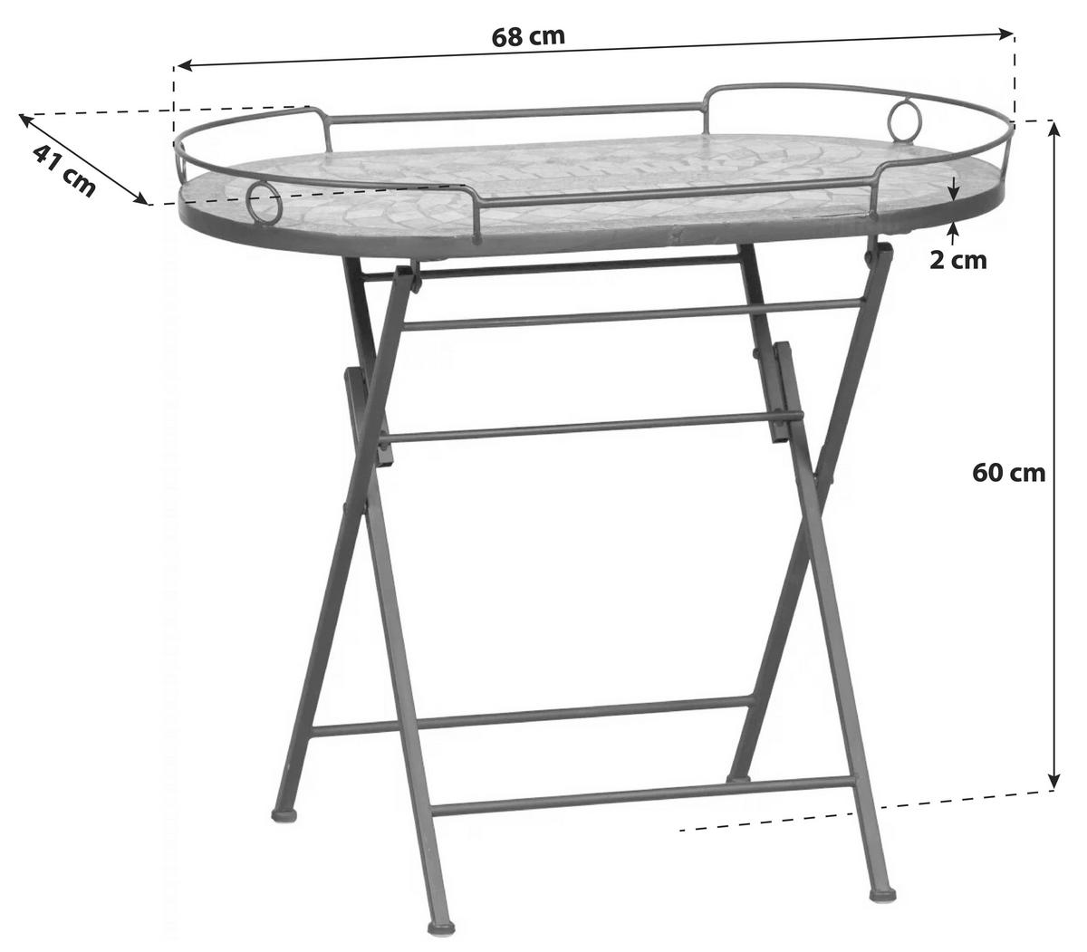 Gartenbeistelltisch 380831 - Multicolor/Schwarz, MODERN, Keramik/Metall (68/41/60cm) - Siena Garden