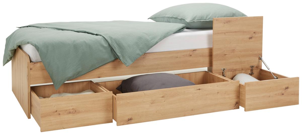 POSTEĽ DIRK II - dub artisan, Konventionell, kompozitné drevo (90/200cm) - Based