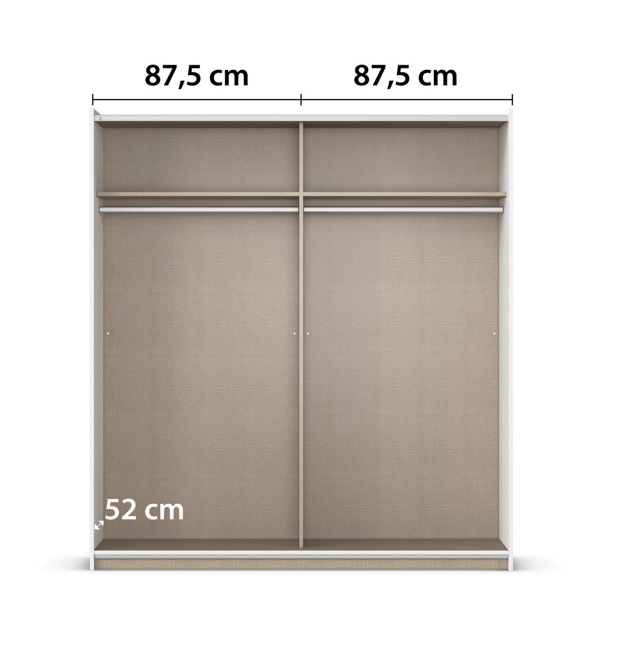 Schwebetürenschrank 175cm Mars Alpinweiß Dekor - Weiß, KONVENTIONELL, Holzwerkstoff (175/191/59cm)