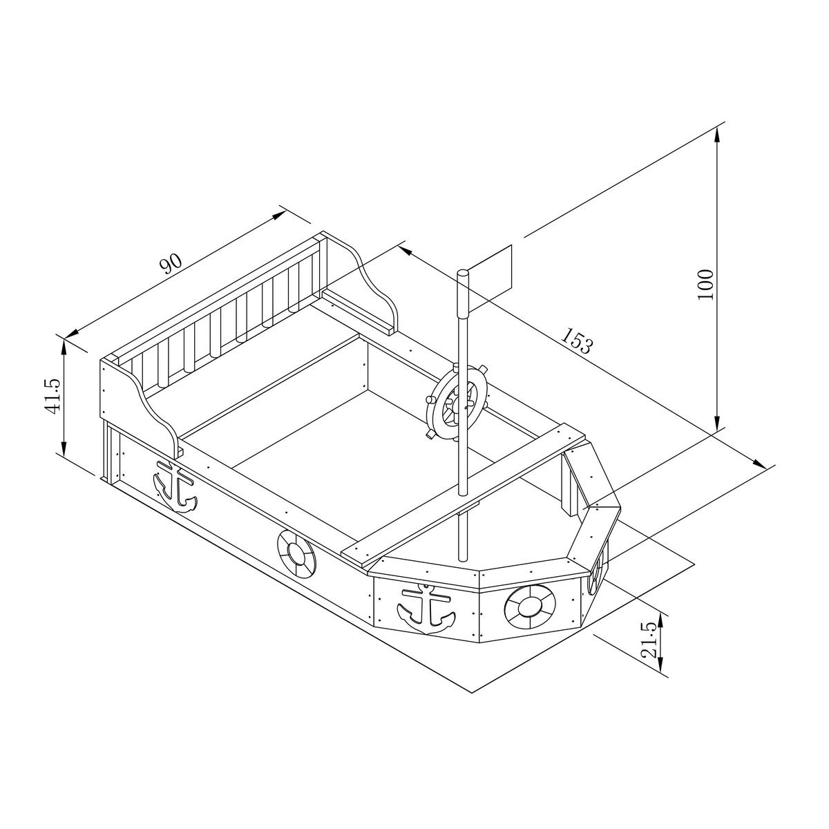 Sandkasten A031.045.00 - Anthrazit/Braun, KONVENTIONELL, Holz (153/100/90cm) - Ambia Garden