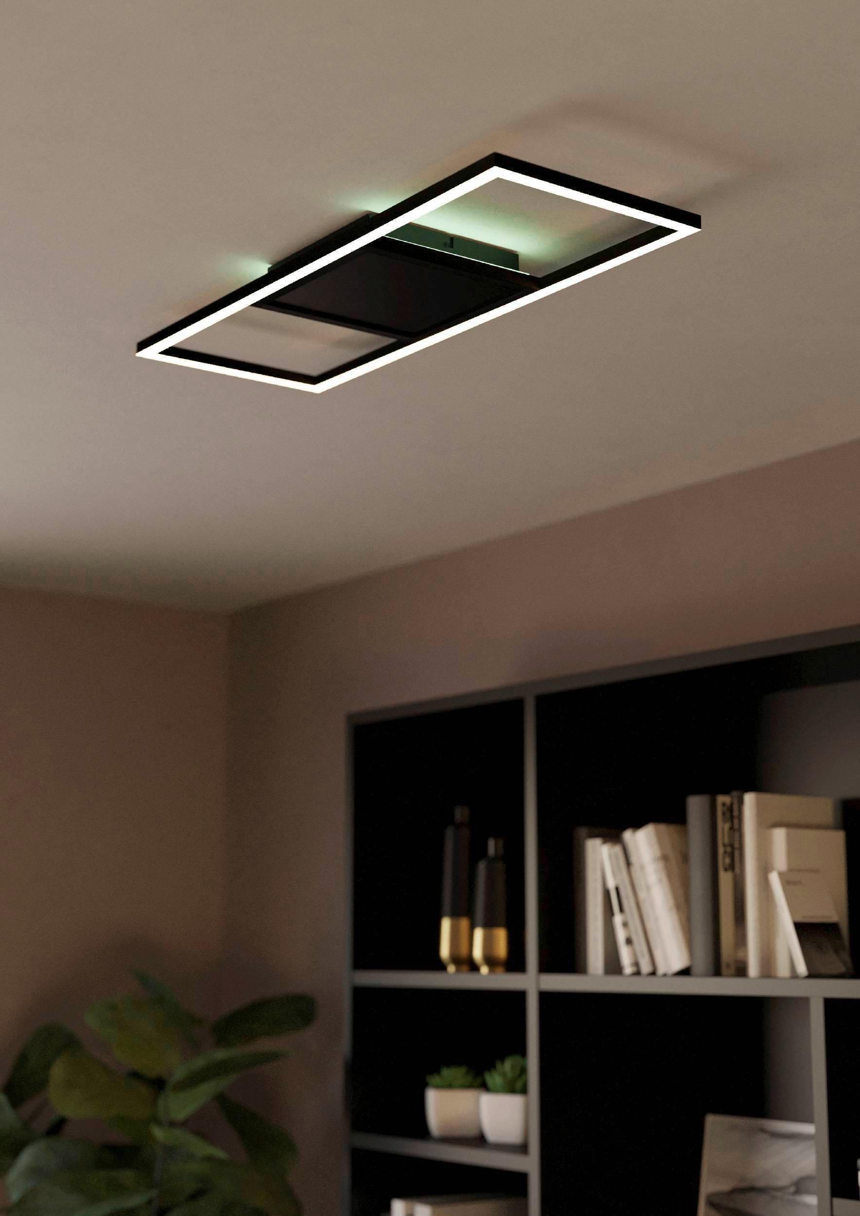 LED-Deckenleuchte Calagrano-Z L: 64 cm mit Farbwechsler - Schwarz/Weiß, Design, Kunststoff/Metall (64/24/4,5cm) - Eglo
