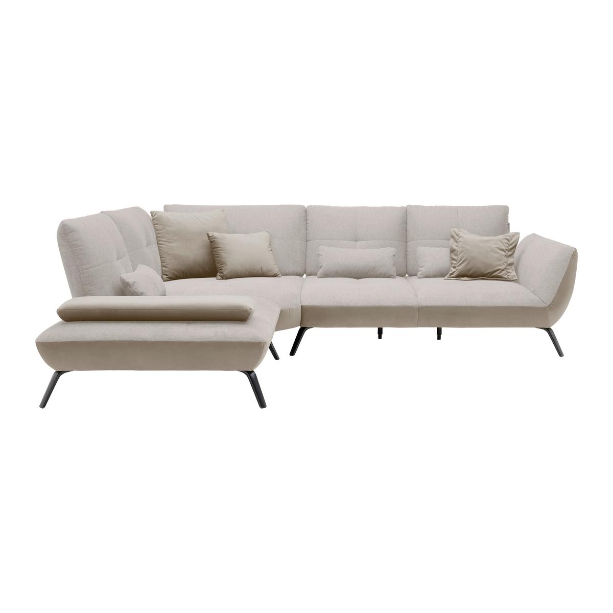 Rohová sedačka TRENDY, levá, písková / béžová - černá/pískové barvy, Moderní, kov/kompozitní dřevo (250/93/310cm) - Premium Living