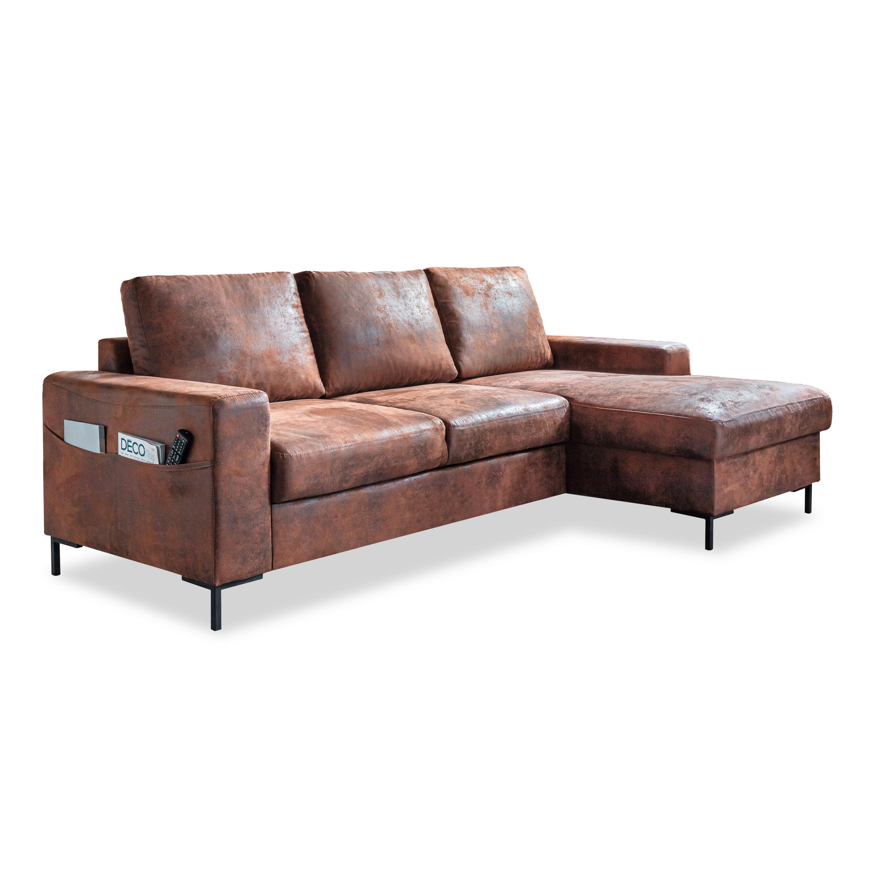 Ecksofa lofty Lilly Vintage Braun - Schwarz/Braun, MODERN, Textil (236/149cm) - MID.YOU