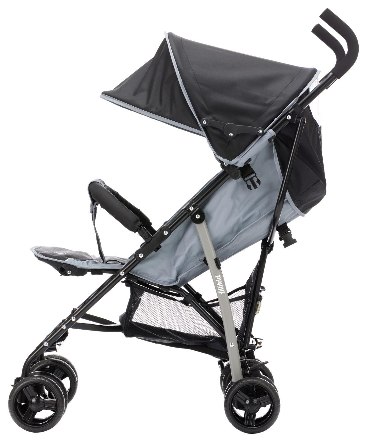 Buggy Glider Grau/Schwarz XL-Sonnendach - Schwarz/Grau, Kunststoff/Metall (38/98/80cm) - Fillikid