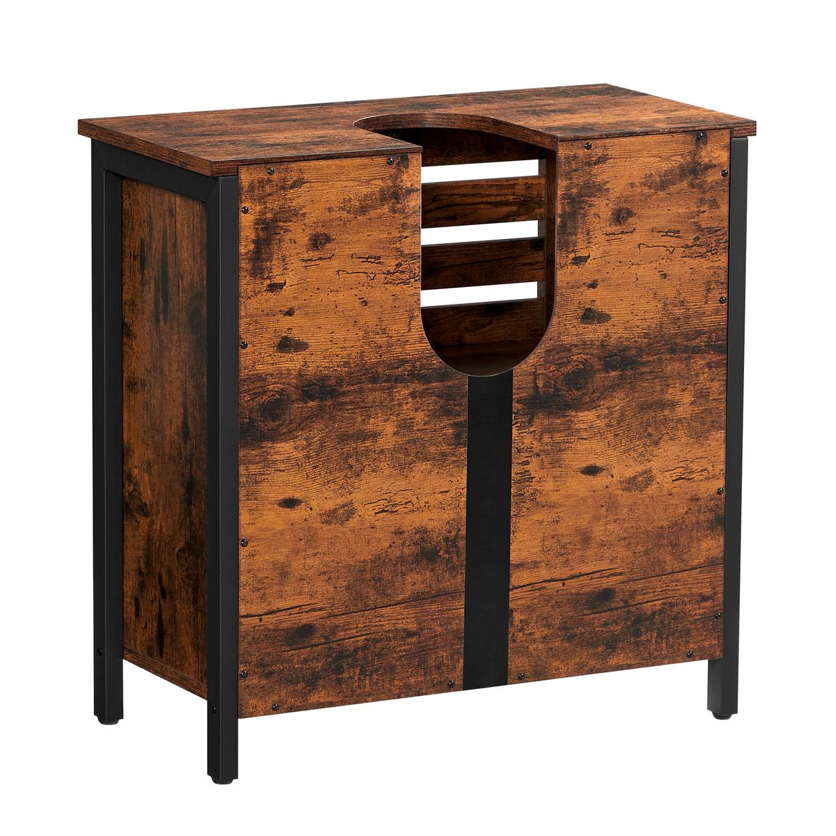 Waschbeckenunterschrank Washbasin Cabinet - Schwarz/Braun, MODERN, Holzwerkstoff/Metall (60/60/30cm) - MID.YOU