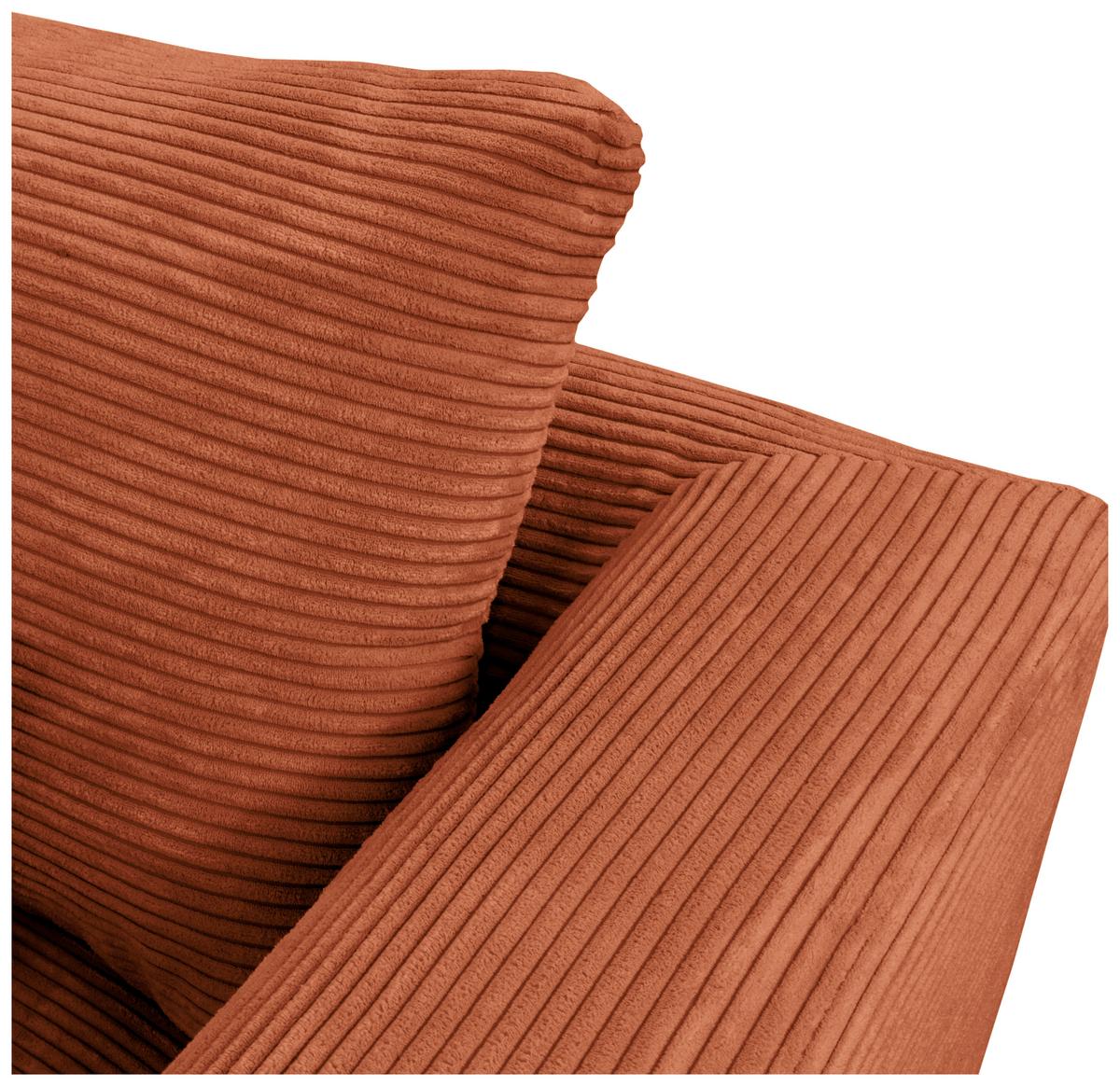 Ecksofa Berlin Cord Kupferfarben 172x313 Cm - Schwarz/Kupferfarben, Design, Textil (172/313cm) - Livetastic