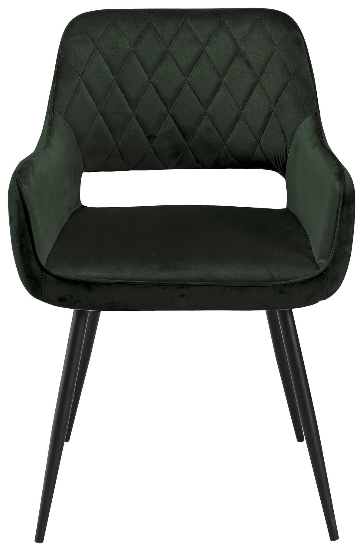 Židle s područkami SERAFINA tmavě zelená - tmavě zelená, Moderní, kov/dřevo (55/79/59cm) - Mömax