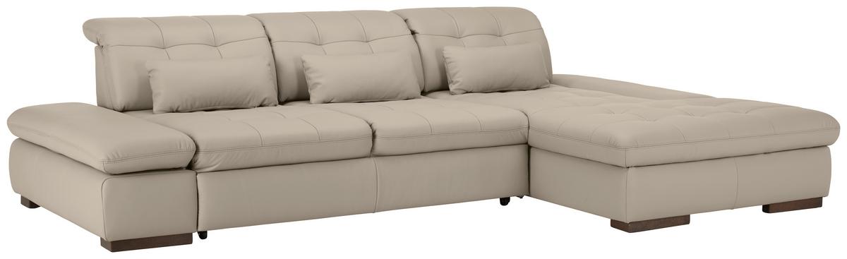 Rohová sedačka SANFINO, pravá, svetlě šedá pravá kůže - světle šedá/barvy chromu, Konvenční, kov/kůže (305/199cm) - Premium Living