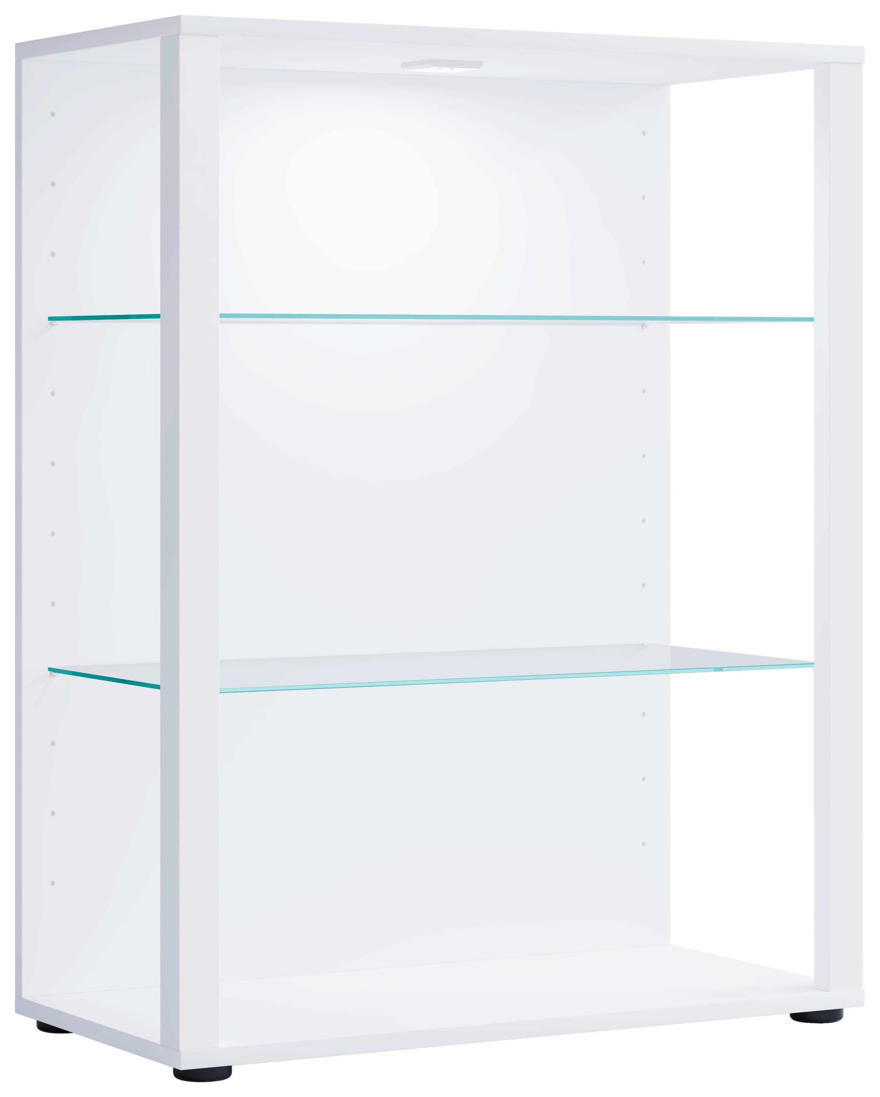 Vitrína GLASOL, biela - čierna/biela, Modern, kompozitné drevo/plast (70/90/35cm) - MID.YOU