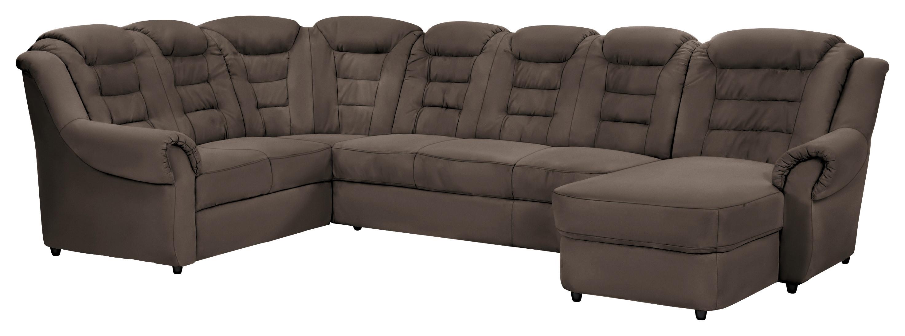 Wohnlandschaft Boston Braun Lederlook - Schwarz/Braun, KONVENTIONELL, Textil (216/333/165cm) - Livetastic