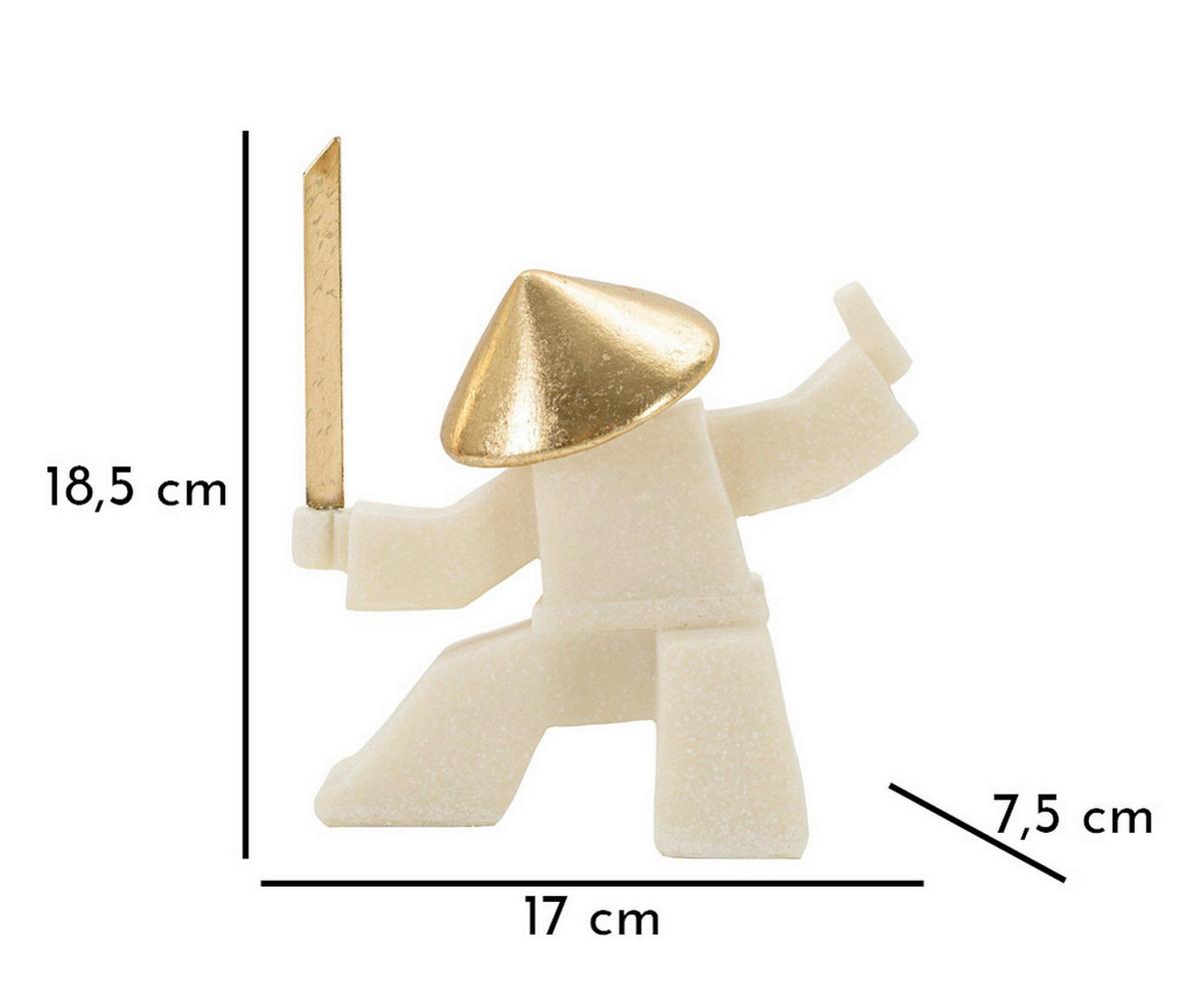 Skulptur Kunststoff/metall, Weiß/gold - Basics, Kunststoff/Metall (17/18.5/7.5cm)