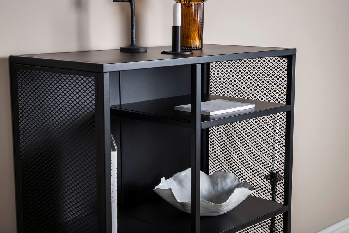 Bücherwand Misha - Schwarz, Design, Metall (80/110/40cm) - Livetastic