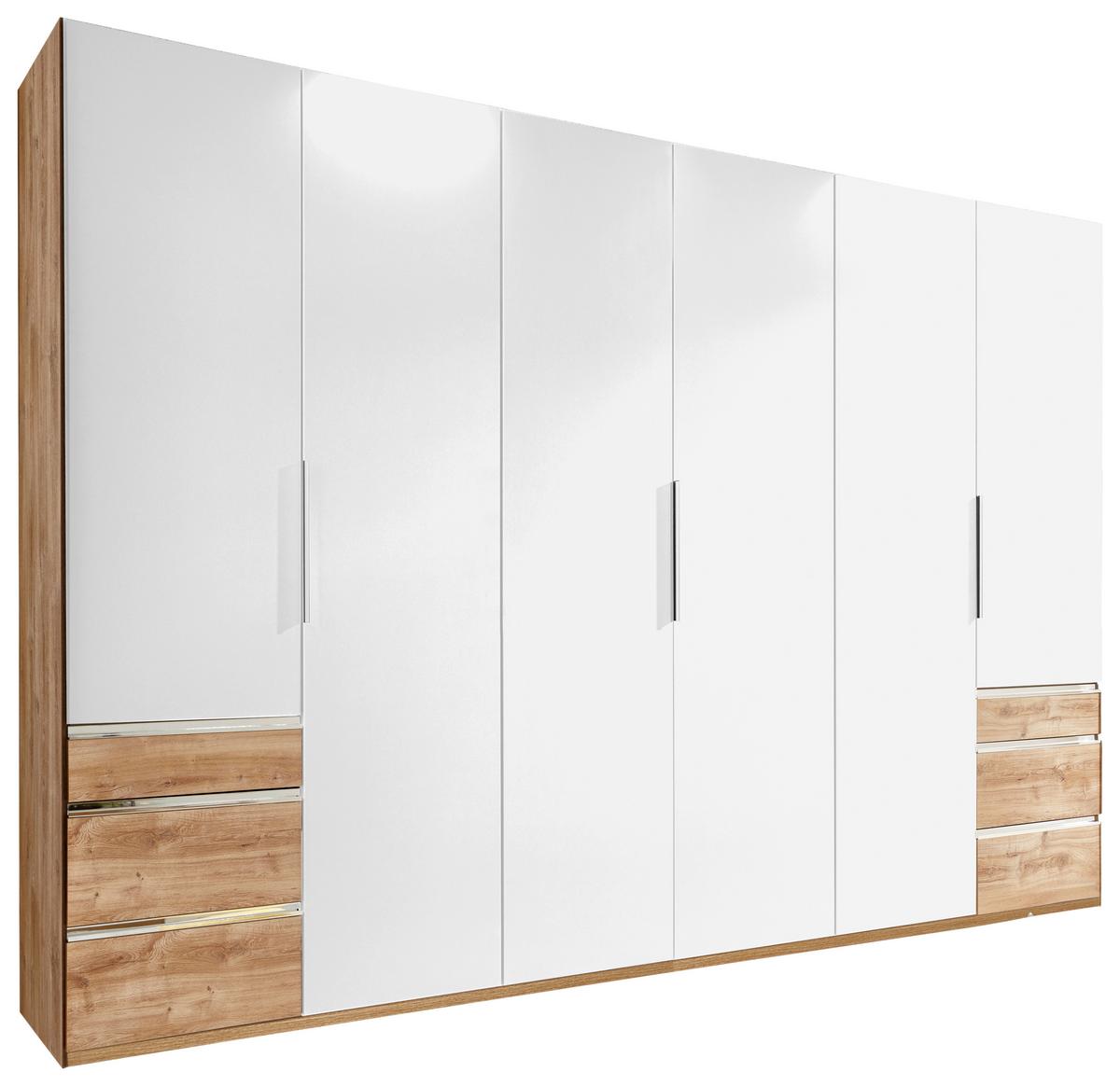 Drehtürenschrank Level 36 A Weiß/Eiche Dekor, B: 300cm - Plankeneiche/Weiß, MODERN, Holzwerkstoff (300/236/58cm) - MID.YOU