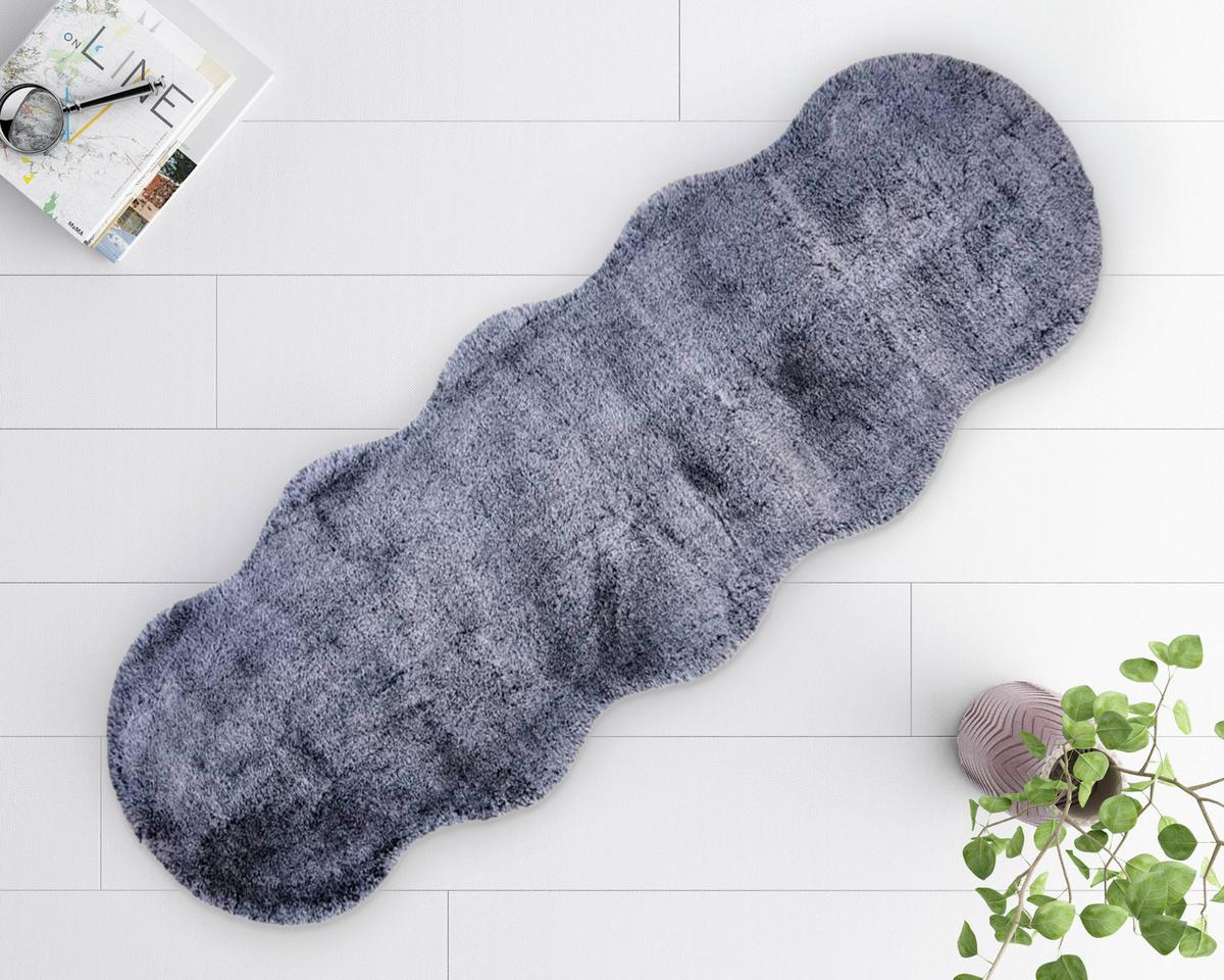 Fellteppich Misha Anthrazit 55x160 cm - Dunkelgrau/Anthrazit, MODERN, Textil (55/160cm) - Luca Bessoni