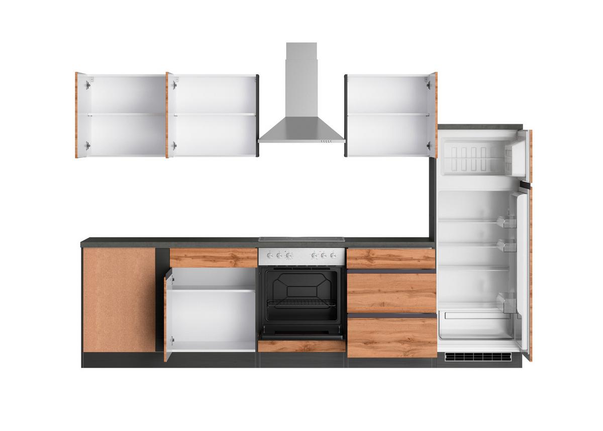 Eckküche Turin Mit Geräten 240x300 Cm Graphit/eiche Dekor - Eiche Wotan/Graphitfarben, Design, Holzwerkstoff (240/300cm) - Held