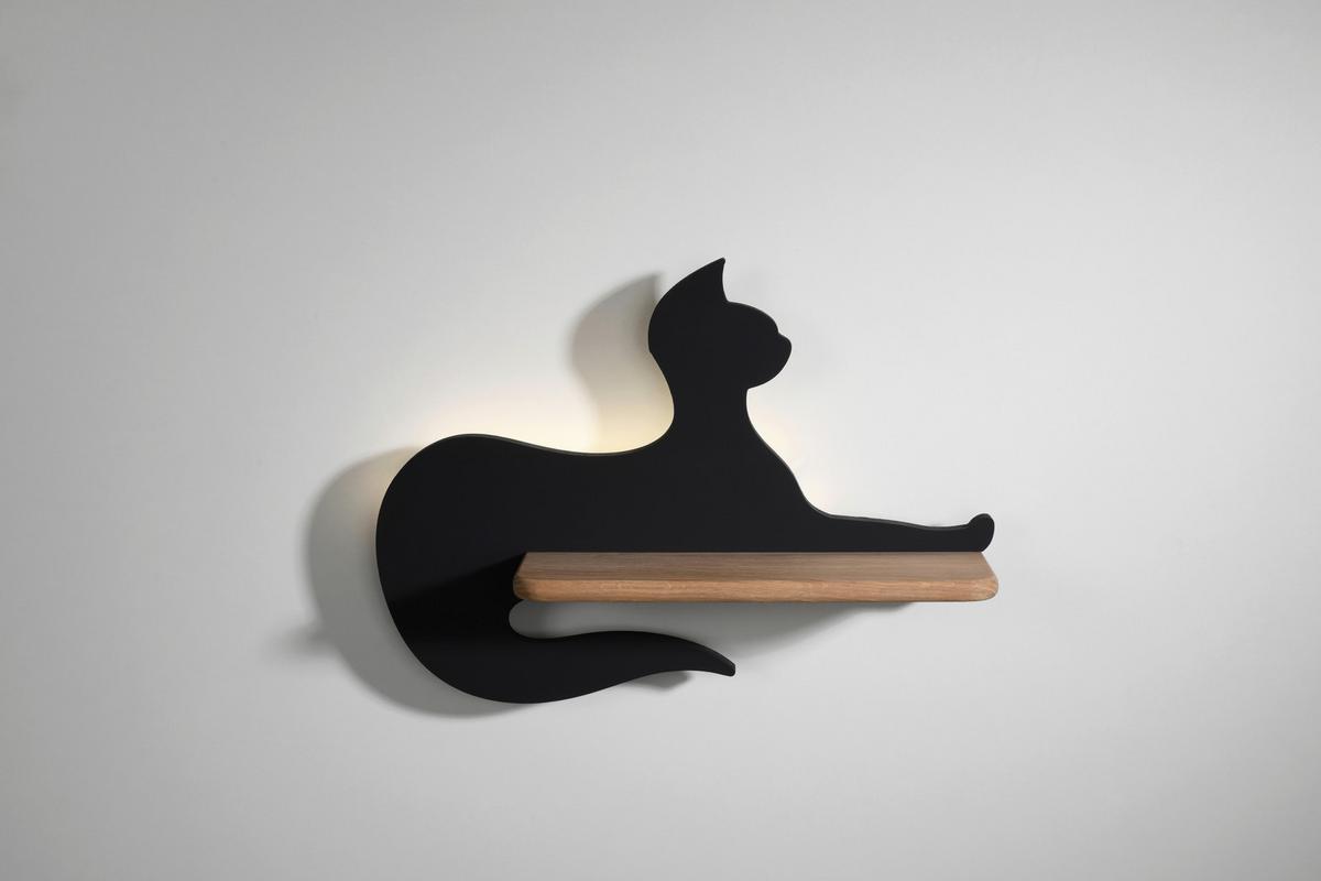 Kinderwandleuchte 21-75642 Cat - Schwarz, Basics, Holz/Holzwerkstoff (36/12/26cm)