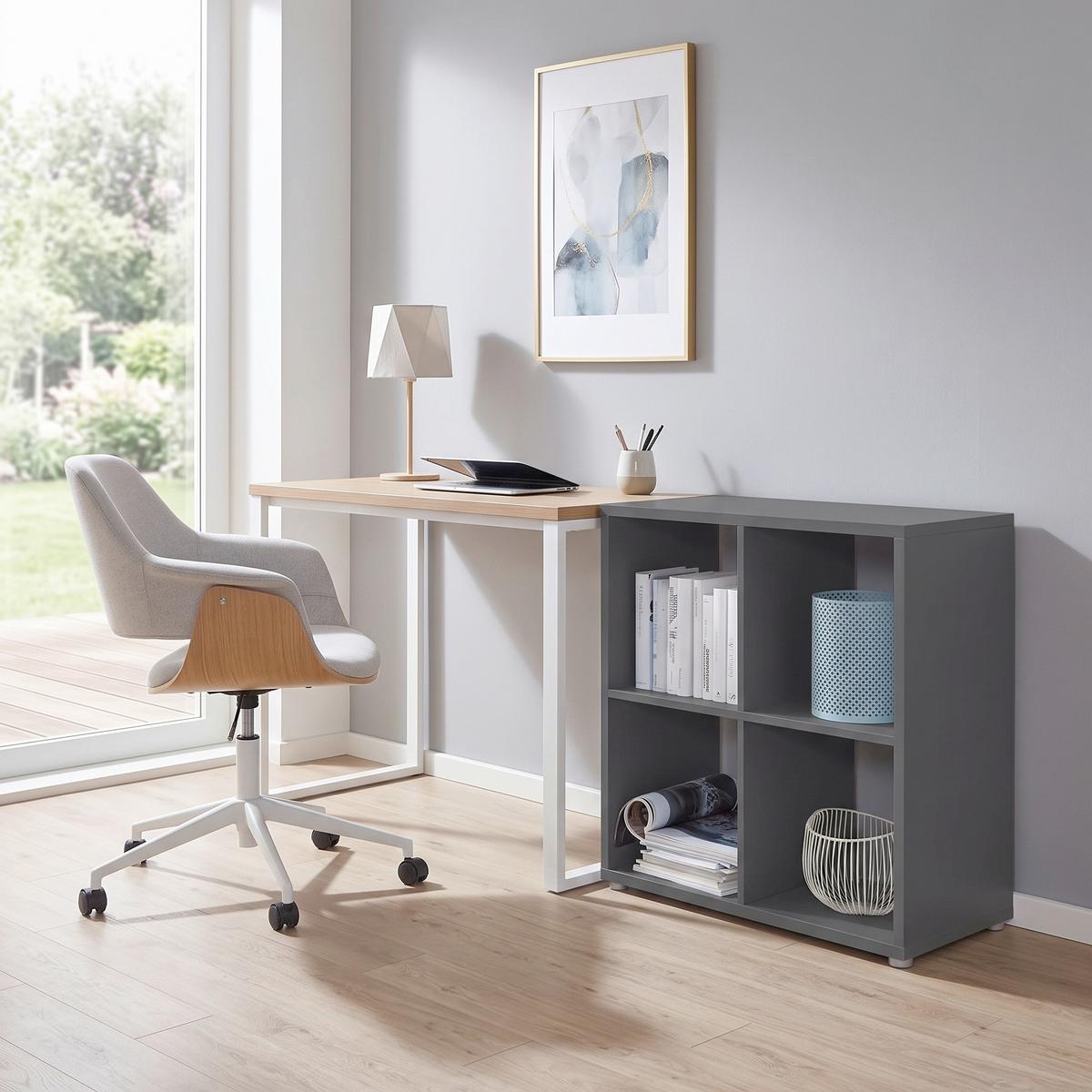 AKTENREGAL Nizza Anthrazit B: 72cm - Anthrazit/Silberfarben, MODERN, Holzwerkstoff (72/74/33cm) - MID.YOU