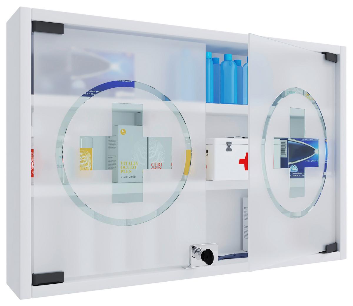 Medizinschrank Hustila Weiß B: 60 Cm - Weiß, MODERN, Glas/Holzwerkstoff (60/40/10cm) - MID.YOU