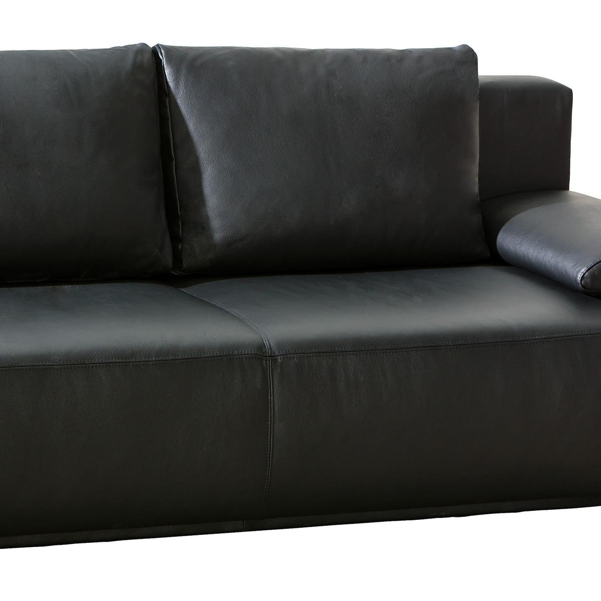 2-sitzer-sofa Mit Schlaffunkt. + Bk. Nikita Schwarz Leder - Chromfarben/Schwarz, KONVENTIONELL, Leder (195/85/90cm) - Livetastic