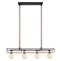 Hängeleuchte H: 120 Cm 4-Flammig - Schwarz/Braun, Basics, Naturmaterialien/Holz (95/15/120cm) - Globo