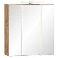 Spiegelschrank Varese Mit Led 3-Türig Bxhxt: 60x642x20 Cm - Eiche Wotan, MODERN, Glas/Holzwerkstoff (60/64/20cm) - Held