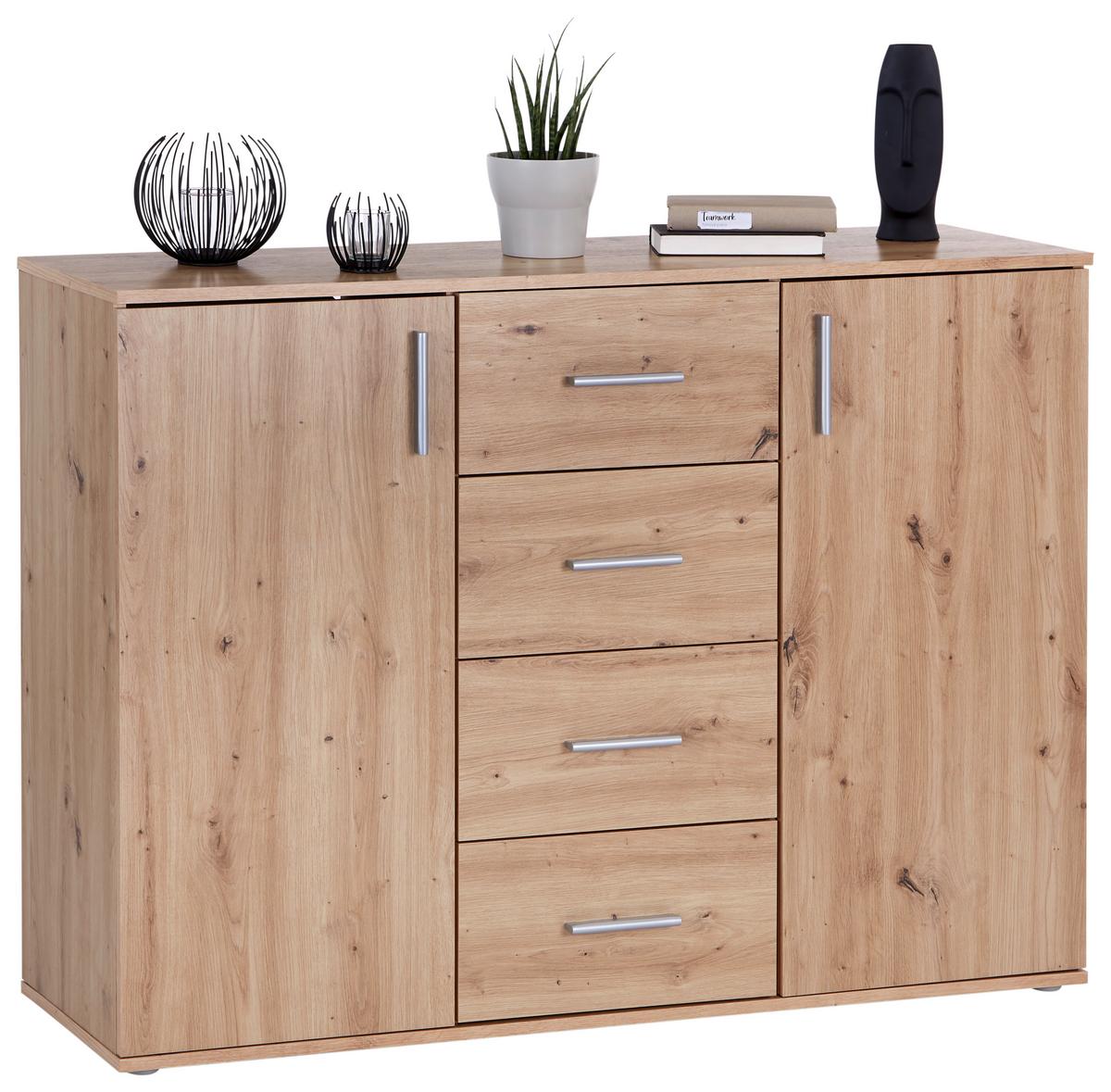 Kommode mit Schubladen 132 cm Ina 03 Eiche - Eiche Artisan, MODERN, Holzwerkstoff (132/94,8/38,3cm)