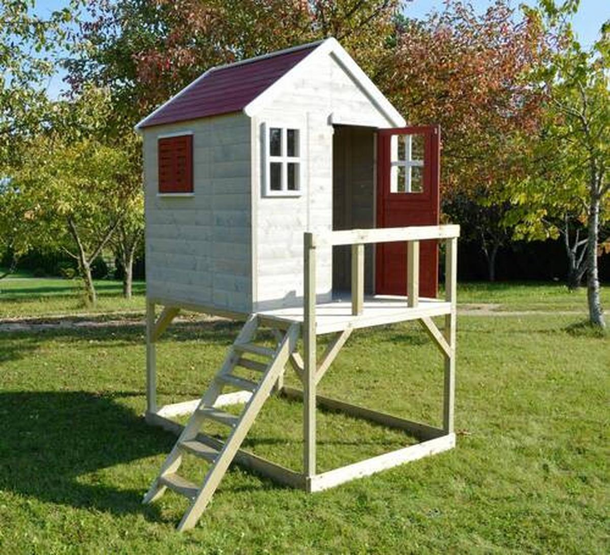 Spielhaus Storch Naturfarben/rot, B: 197 Cm - Rot/Naturfarben, KONVENTIONELL, Holz (197/242/167cm)