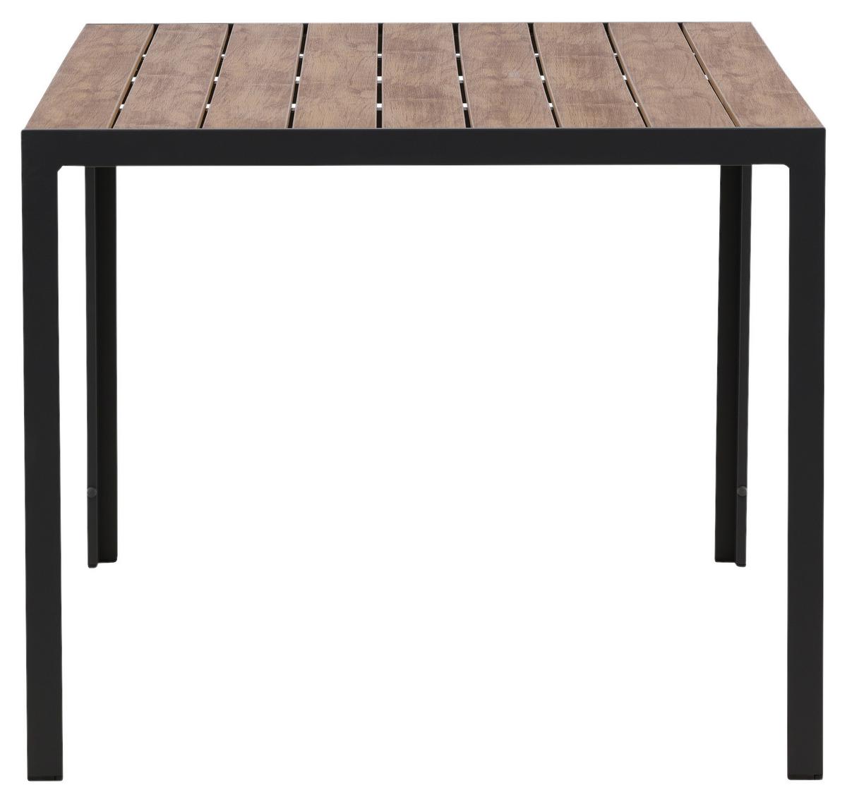 Gartentisch Break Aluminium L: 150cm - Schwarz/Naturfarben, KONVENTIONELL, Holz/Metall (150/90/75cm) - Gardenson