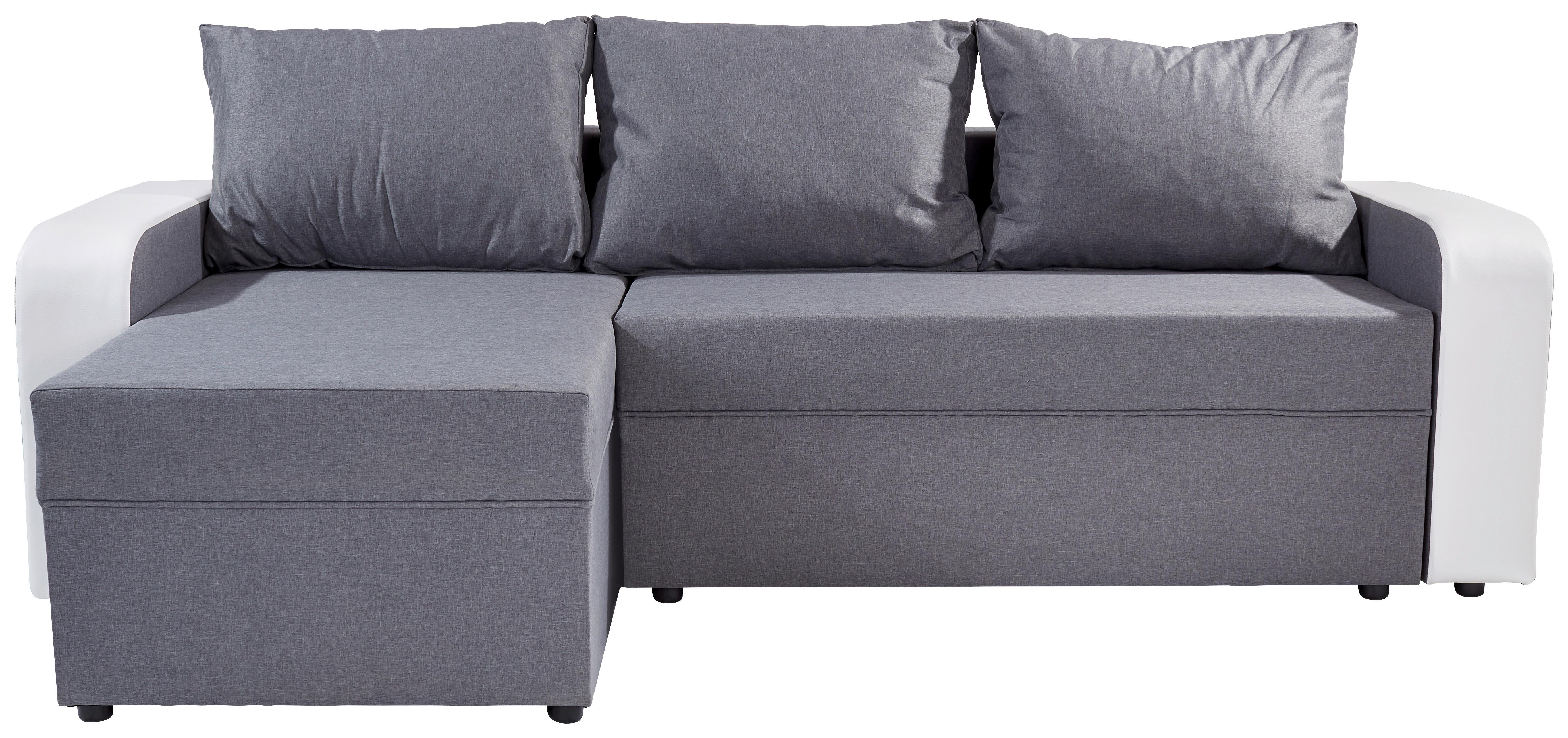 Ecksofa mit Schlaffunktion Racer, Webstoff/Lederlook - Schwarz/Weiß, KONVENTIONELL, Holz/Textil (149/237cm)