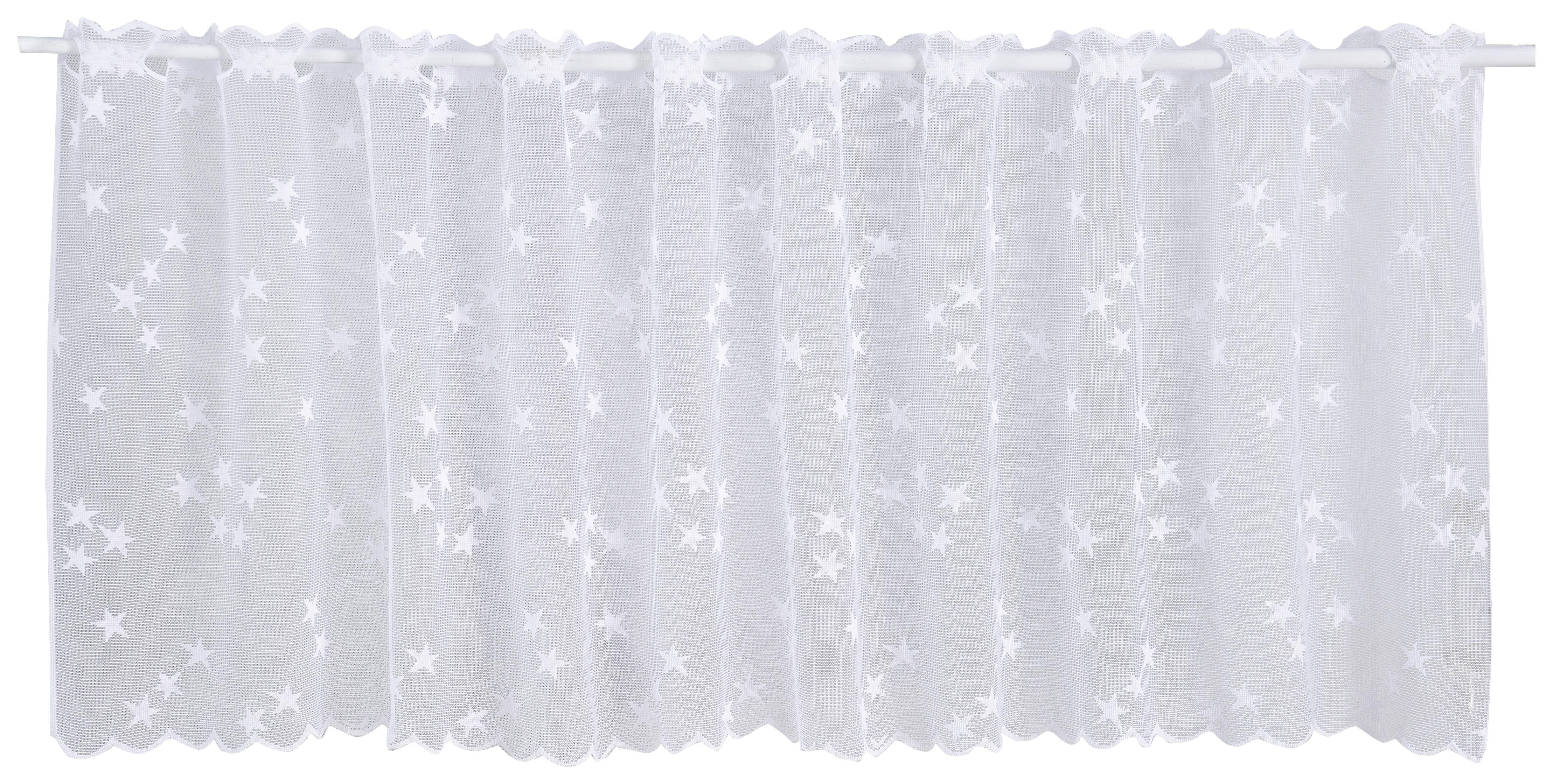 Kurzgardine in Weiß mit Tunnelösen und weihnachtlichen Motiven